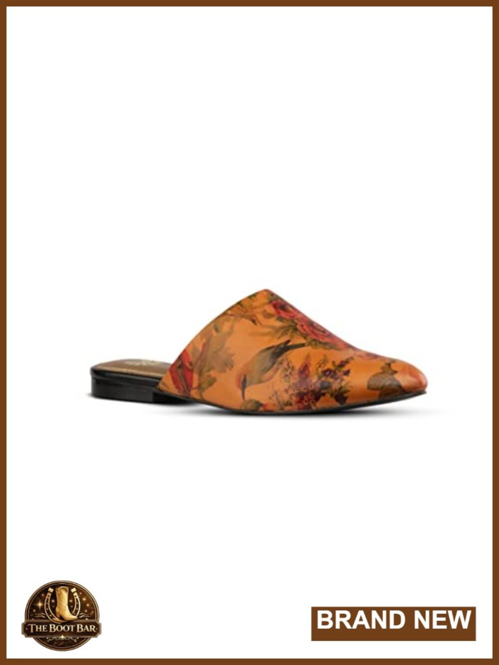 Genuine Printed Leather Slip-On Mules Comfortable Flat Shoes